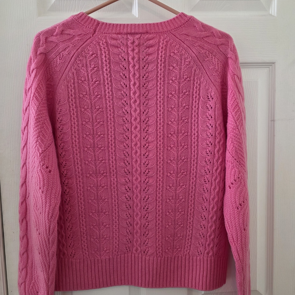 NEW Ellie Tahari Pink Cable Knit Sweater - Picture 2 of 5